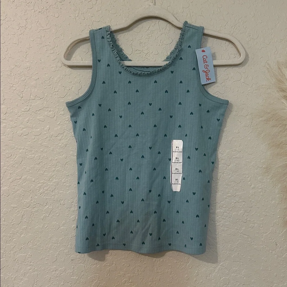 NWT cat &jack green and blue heart tank 7